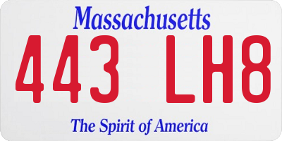 MA license plate 443LH8