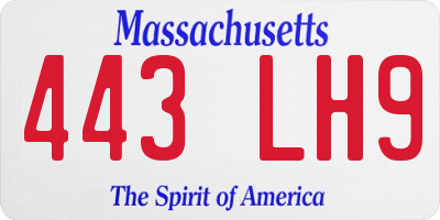 MA license plate 443LH9