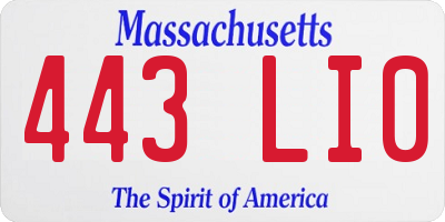 MA license plate 443LI0
