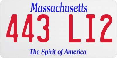 MA license plate 443LI2