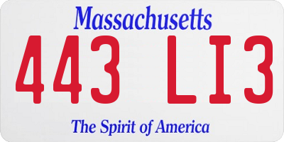 MA license plate 443LI3
