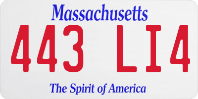 MA license plate 443LI4