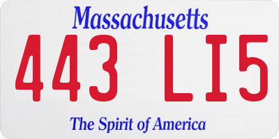 MA license plate 443LI5