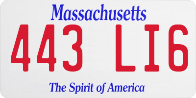 MA license plate 443LI6