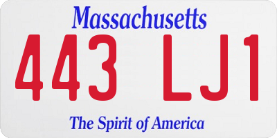 MA license plate 443LJ1