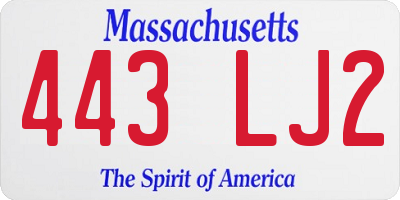 MA license plate 443LJ2