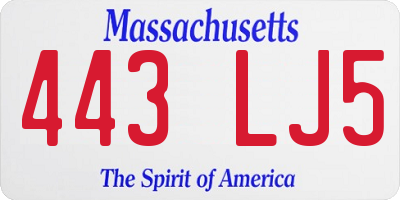 MA license plate 443LJ5
