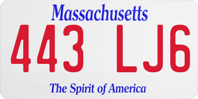 MA license plate 443LJ6