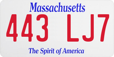MA license plate 443LJ7