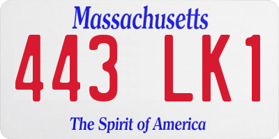 MA license plate 443LK1