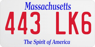 MA license plate 443LK6