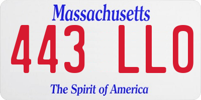 MA license plate 443LL0