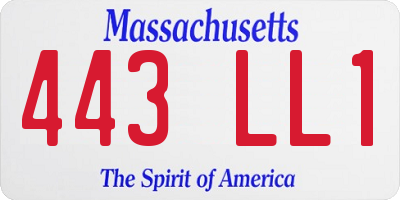 MA license plate 443LL1
