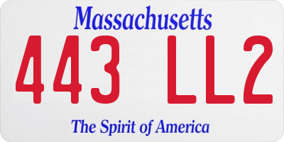 MA license plate 443LL2