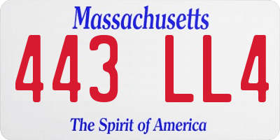 MA license plate 443LL4