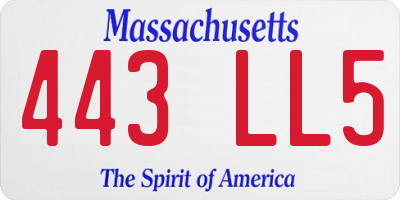 MA license plate 443LL5
