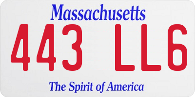 MA license plate 443LL6