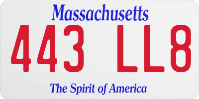 MA license plate 443LL8