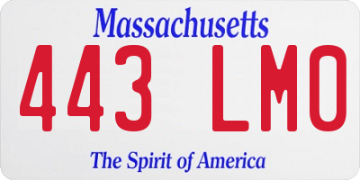 MA license plate 443LM0