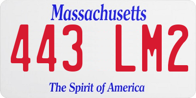 MA license plate 443LM2