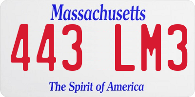 MA license plate 443LM3