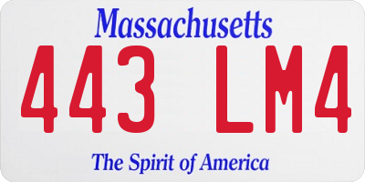 MA license plate 443LM4