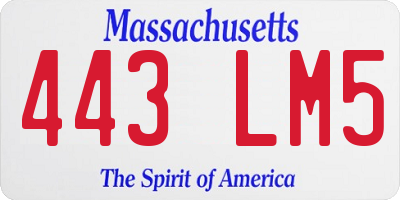MA license plate 443LM5