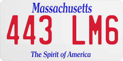 MA license plate 443LM6