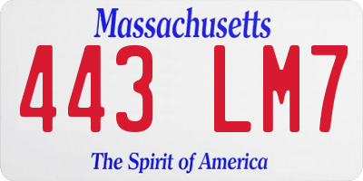 MA license plate 443LM7