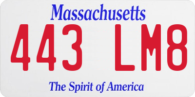 MA license plate 443LM8