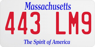 MA license plate 443LM9