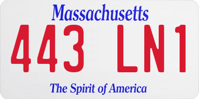MA license plate 443LN1