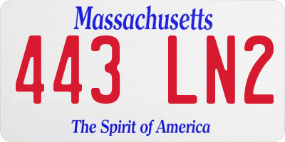 MA license plate 443LN2