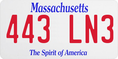 MA license plate 443LN3