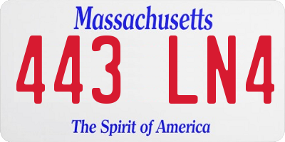 MA license plate 443LN4