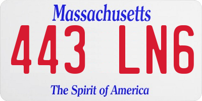 MA license plate 443LN6