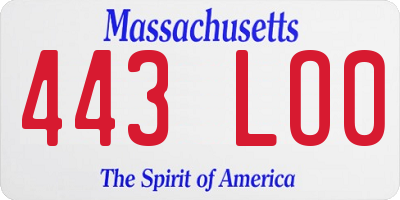 MA license plate 443LO0
