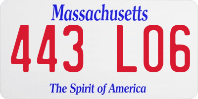 MA license plate 443LO6