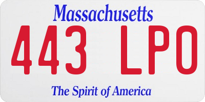 MA license plate 443LP0