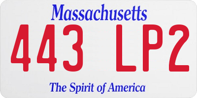 MA license plate 443LP2