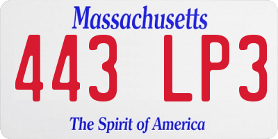 MA license plate 443LP3