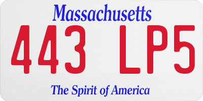 MA license plate 443LP5