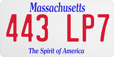 MA license plate 443LP7