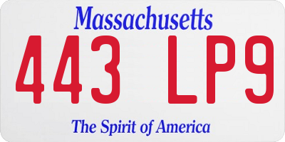 MA license plate 443LP9