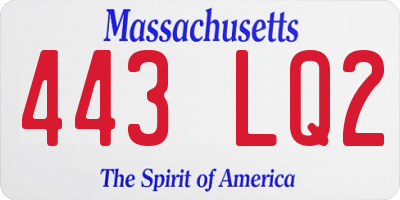 MA license plate 443LQ2