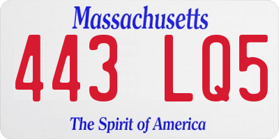 MA license plate 443LQ5