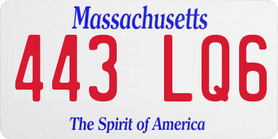 MA license plate 443LQ6