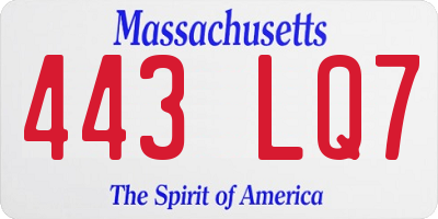MA license plate 443LQ7