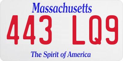 MA license plate 443LQ9