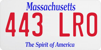 MA license plate 443LR0